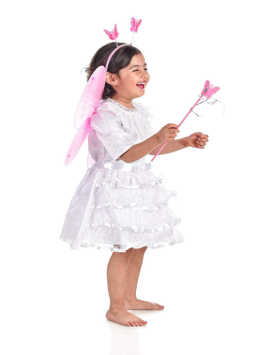 Fairy Angel with Pink Wings Girls Kids Fancy Dress Costume