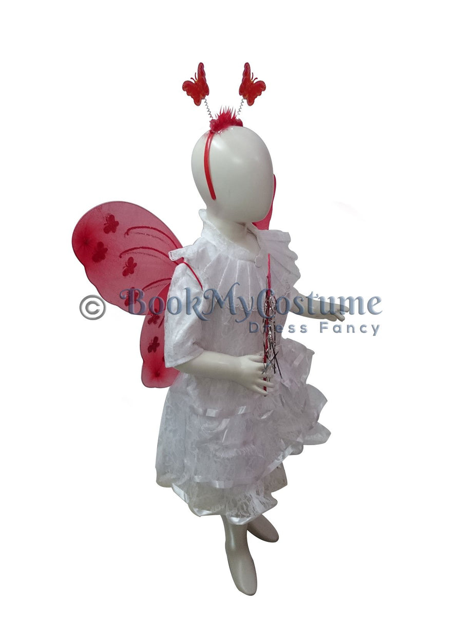 Fairy Angel with Red Wings Girls Kids Fancy Dress Costume