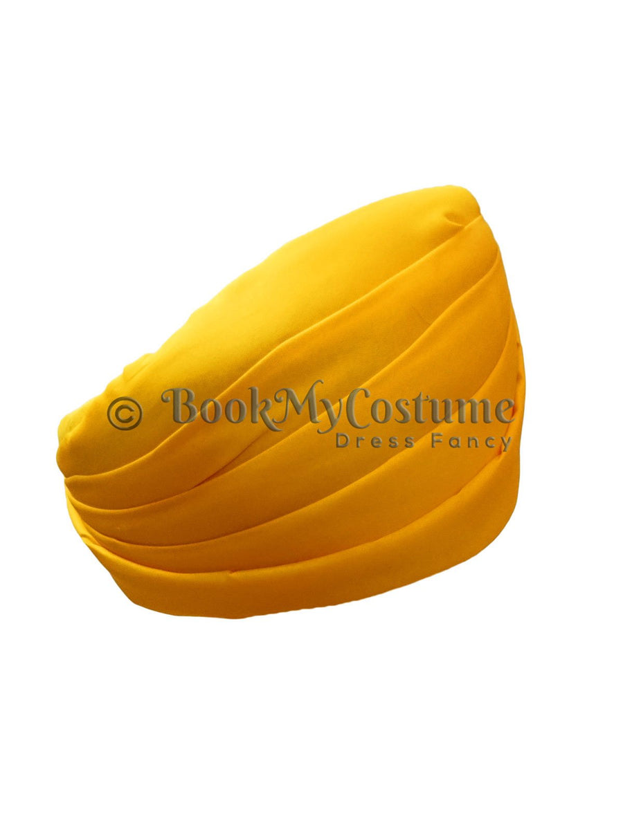 Yellow Punjabi Pagdi Sardar Ji Indian Traditional Turban Costume Accessory for Boys and Men 8-14 Years