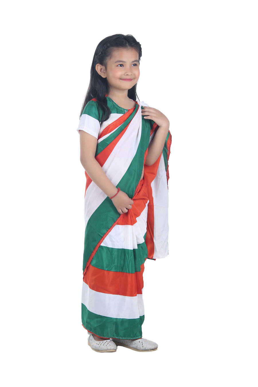 Tricolour Saree Indian Patriotic Independence Day for Girls & Adults Fancy Dress Costume