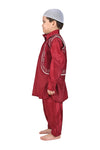 Muslim Boy Red Pathani Suit with Cap Indian Fancy Dress Costume for Boys