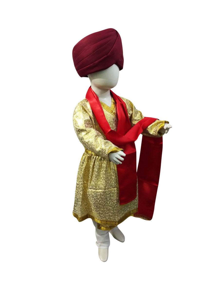 Sikh Wedding Punjabi Dulha Groom With Turban Kids Fancy Dress Costume