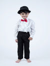 Ballroom Western Dance White Frill Shirt Black Pant Hat & Bow Set Kids Fancy Dress Costume