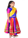 Radha Garba Lehenga Choli Kids Fancy Dress Costume for Girls with Jewellery - Premium - Multicolor