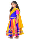 Radha Garba Lehenga Choli Kids Fancy Dress Costume for Girls with Jewellery - Premium - Multicolor