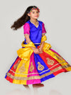 Radha Garba Lehenga Choli Kids Fancy Dress Costume for Girls with Jewellery - Premium - Multicolor