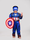 Captain America Avengers Superhero Kids Fancy Dress Costume with shield - Muscle Look - Imported