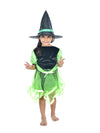 Halloween Theme Green Witch Magician Fancy Dress Costume for Girls