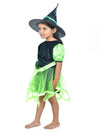 Halloween Theme Green Witch Magician Fancy Dress Costume for Girls