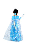 Elsa Snow Queen with Gloves Wand Crown and Wig Accessories Frozen Fairy tale Kids Fancy Dress Costume | Imported