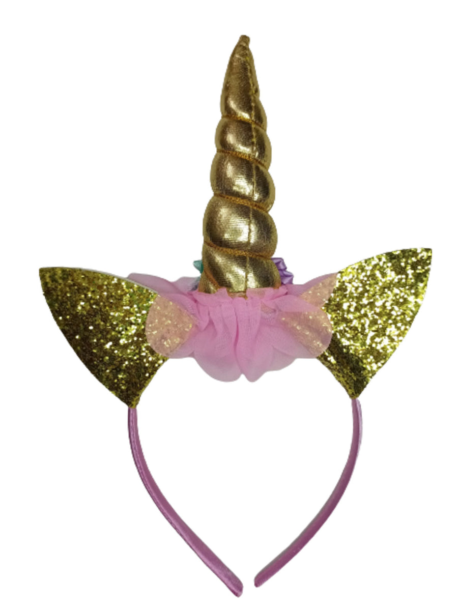 BookMyCostume Golden Unicorn Girls Head Band Kids Fancy Dress Costume Accessory