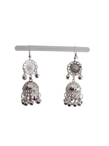 Elegant Silver Jhumkas Earrings Jewellery - Indian Regional Fancy Dress Costume Accessory for Girls